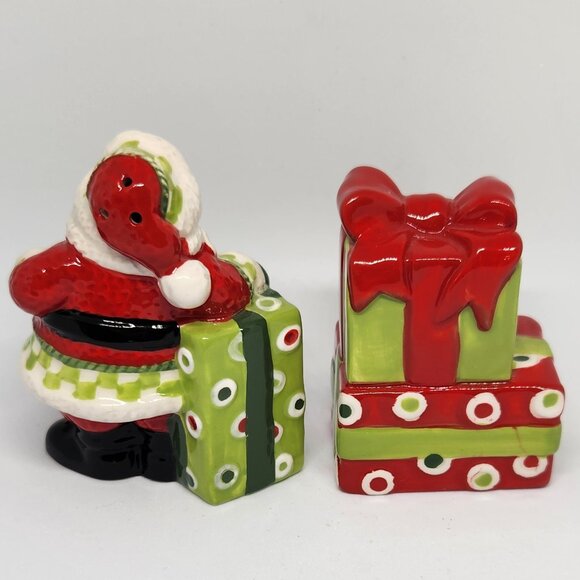 Fitz and Floyd Santa and Gift Salt and Pepper Shakers Vintage Christmas Decor - Picture 3 of 5